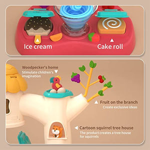 Tree House Ice Cream Machine Pretend Play Set Modeling Compound,Non-Toxic Birthday Festival Weekend Party Gift, Cake with Candle Hamburger 10+ Mold Play Dough Set