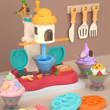 Load image into Gallery viewer, Tree House Ice Cream Machine Pretend Play Set Modeling Compound,Non-Toxic Birthday Festival Weekend Party Gift, Cake with Candle Hamburger 10+ Mold Play Dough Set
