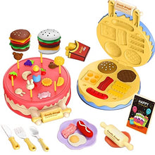 Load image into Gallery viewer, Tree House Ice Cream Machine Pretend Play Set Modeling Compound,Non-Toxic Birthday Festival Weekend Party Gift, Cake with Candle Hamburger 10+ Mold Play Dough Set
