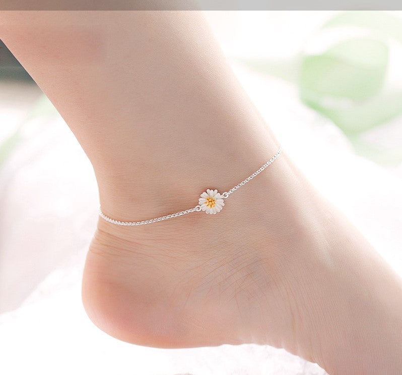 Silver Elegant Sweet Daisy Anklet