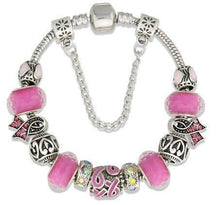 Load image into Gallery viewer, Breast Cancer Awareness Charm Bracelet- Spread Awareness!
