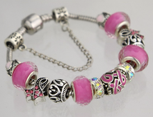 Load image into Gallery viewer, Breast Cancer Awareness Charm Bracelet- Spread Awareness!
